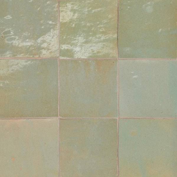 Bedrosians Zagora Square 4 in. x 4 in. Glossy Vert Gris Ceramic Floor and Wall Tile (10.76 sq. ft./Case)