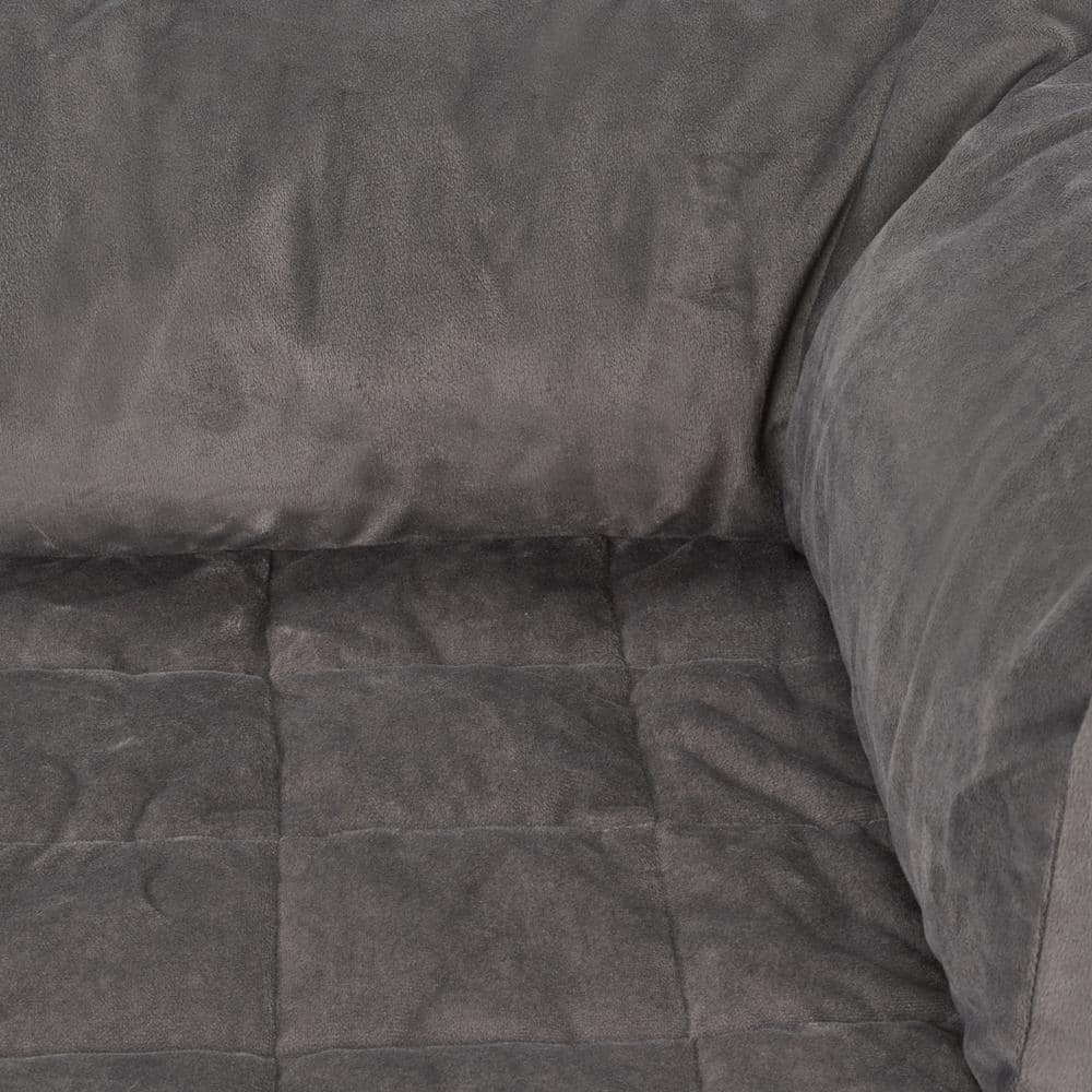 Dark Gray Quilted Polyester Pet Sofa Protector