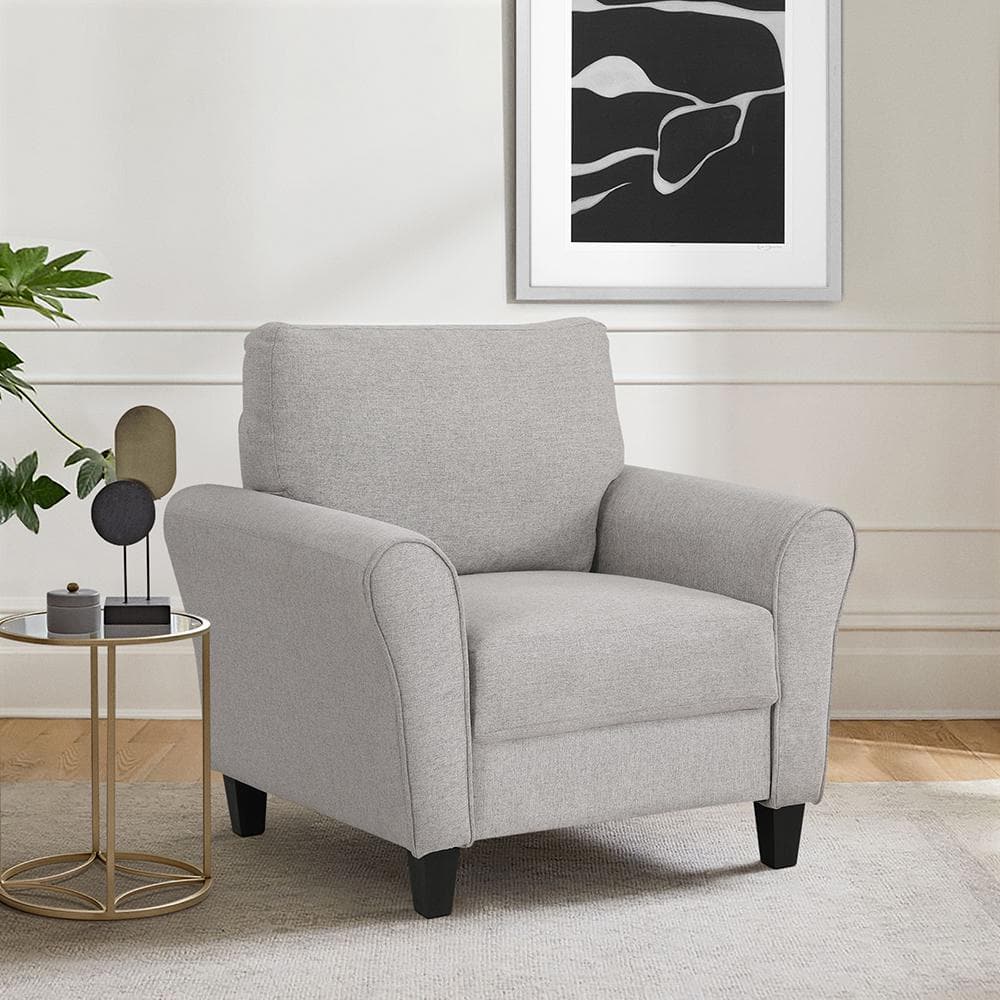 Ellery Sand Upholstered Accent Chair with Wood Frame
