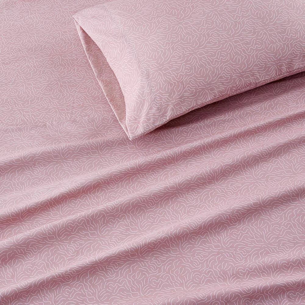 Blush Waves Twin Microfiber Sheet Set with Pillowcases