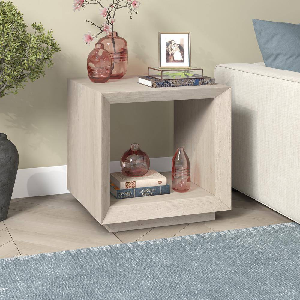 Tannen 22 in. Antiqued Gray Oak Rectangular MDF Top End Table - thumbnail 9
