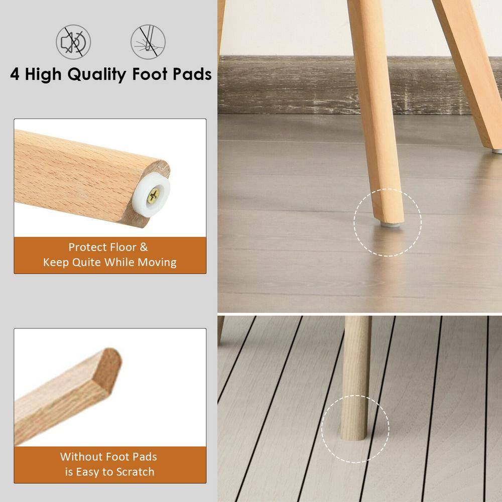 Elegant Gray Linen Upholstered High Back Wood Side Chair Set of 4
