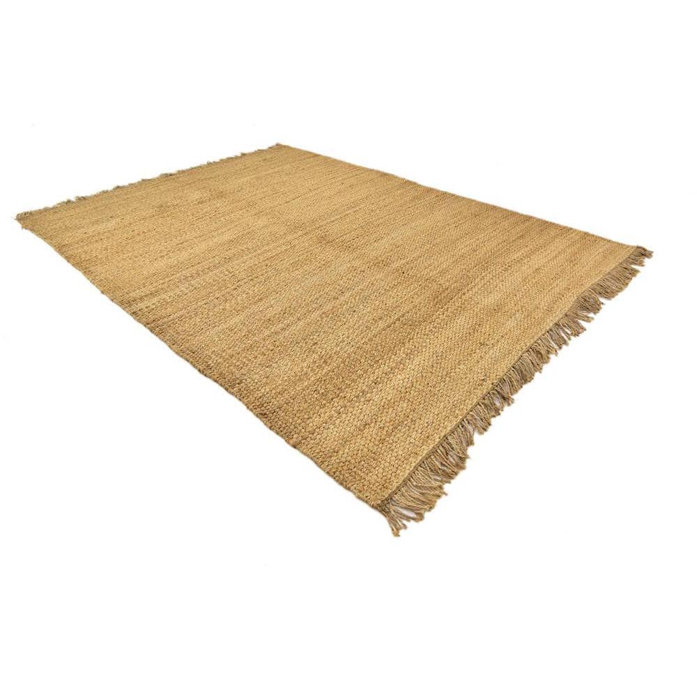 Eco-Friendly Tan Handwoven Jute 9' x 12' Area Rug