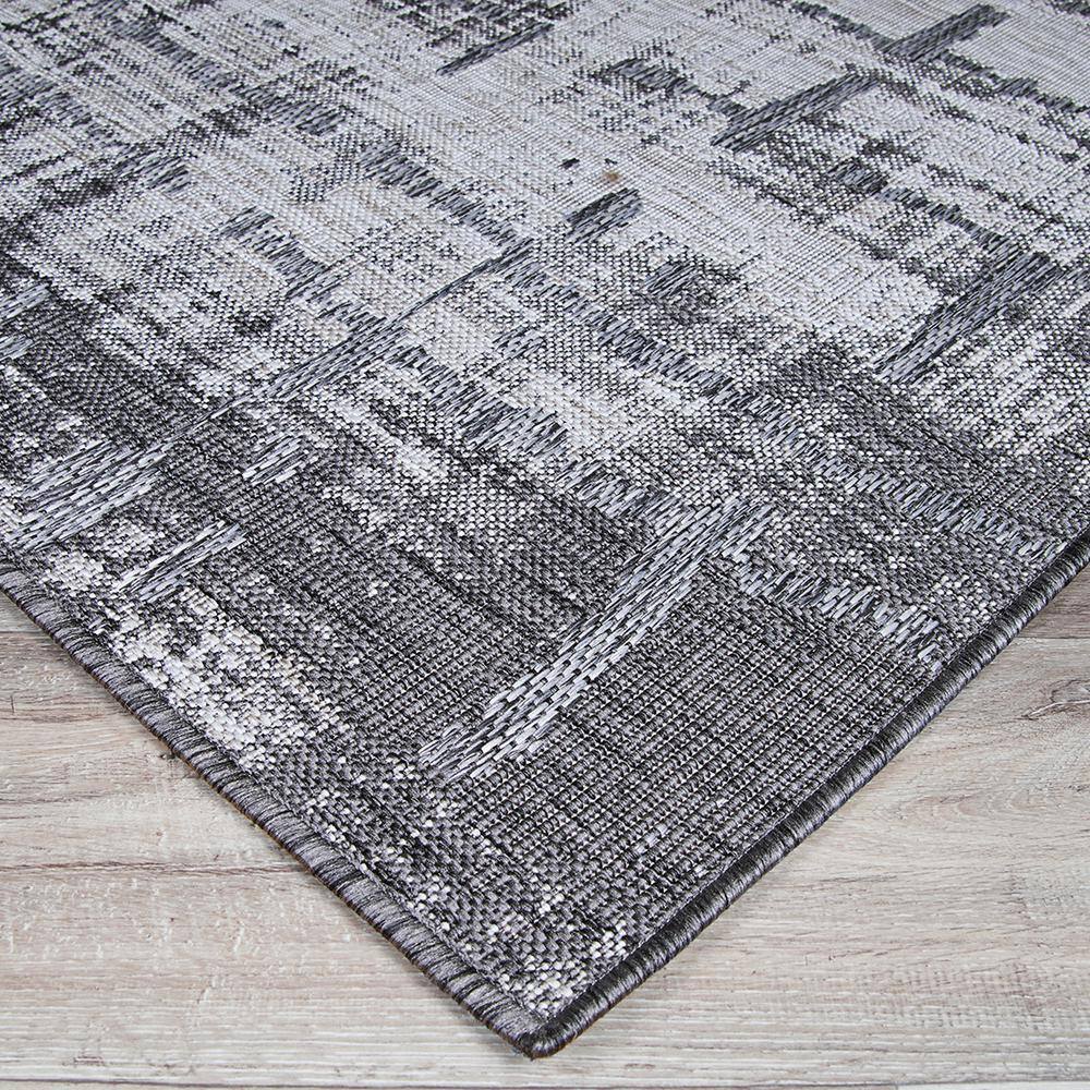 Charm Anthracite-Light Grey Flat Woven Reversible Area Rug 6 x 9