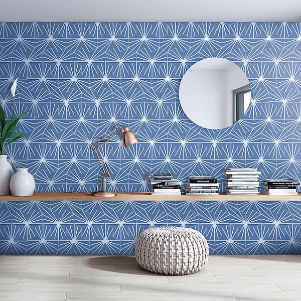 Eclipse Ray Blue 7.79 in. x 8.98 in. Matte Porcelain Floor and Wall Tile (9.03 sq. ft. / Case)