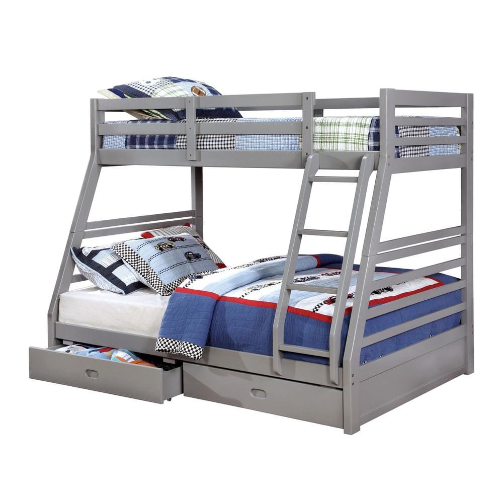 Full Bunk Bed With Drawers Idf Bk588gy, Twin Over Double Bunk Bed