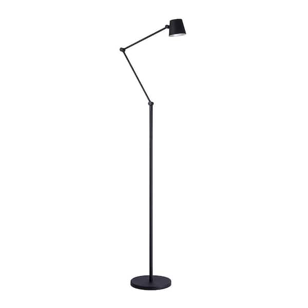 Elemental Black Metal Torchiere With White Cone Shade Elemental Black Metal Torchiere With White Cone Shade