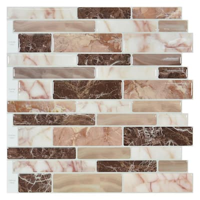 11.6 in. x 11.6 in. Vinyl Peel and Stick Decorative Wall Tile Backsplash in Marble Design (10 Pack)
