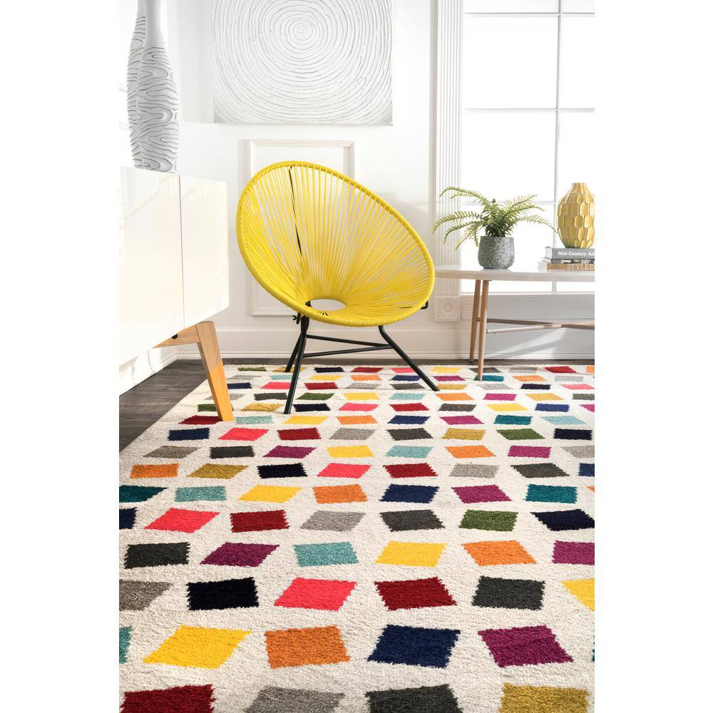Multicolor Rectangular Synthetic Easy Care Area Rug
