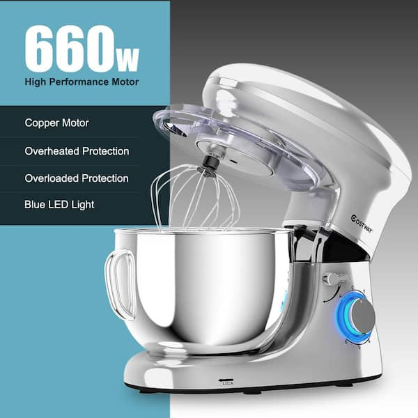 Reviews for Costway 660W 6.3 qt. 6 Speed Silver Stainless Steel Stand Mixer with Dough Hook Pg 1 The Home Depot