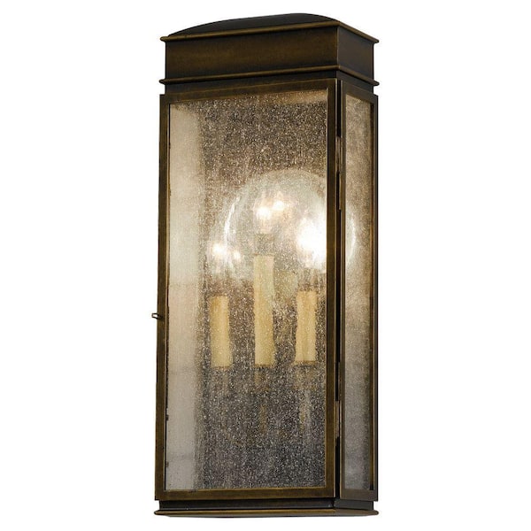 Outdoor Wall Light Fixture Sconce Old Bronze w/ White Marbled Glass