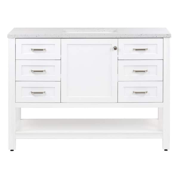 Northwind 49 in. Single Sink White Bath Vanity with Silver Ash Cultured Marble Top (Assembled)