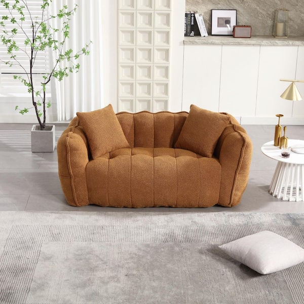 JUJABU Yellow Chenille Polyester Soft Bean Bag Chair with High Resilience Foam Core for 2-People