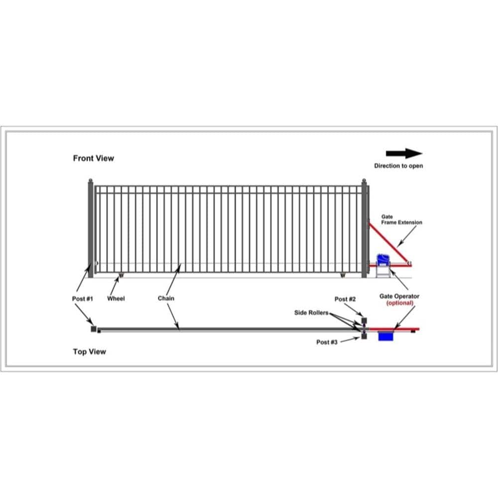 Madrid Black Steel Sliding Driveway Gate with Arched Top