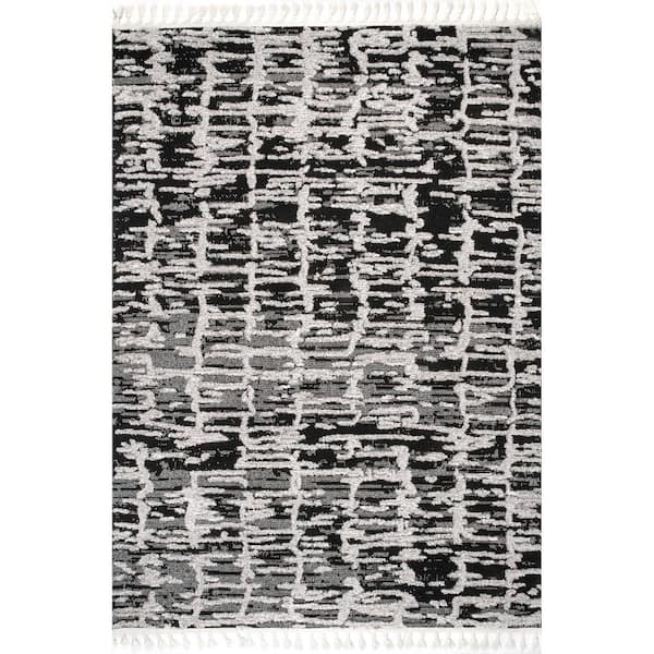 5 ft. x 8 ft. Light Gray Cosette Abstract High Low Textured Tassel Area Rug