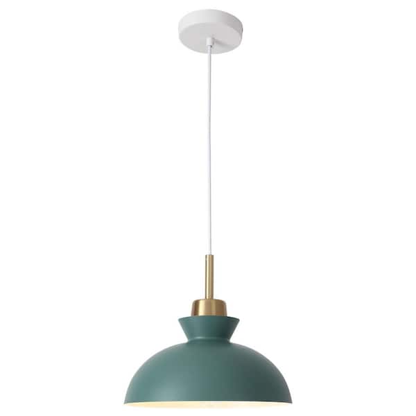 ZJVAIVE 1-Light Metal Hanging Ceiling Pendant Light Chandelier Light Fixture with Green Shade for Kitchen Island
