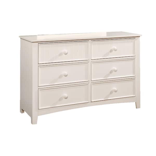 Omnus 6-Drawer White Dresser 34 in. H x 48 in. W x 17 in. D