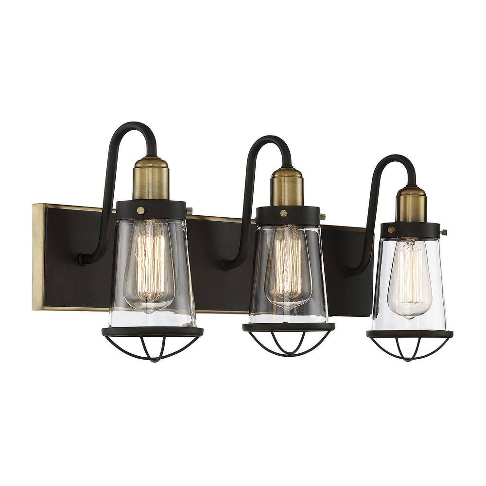 Lansing 3-Light Dimmable Brass and Bronze Bathroom Fixture