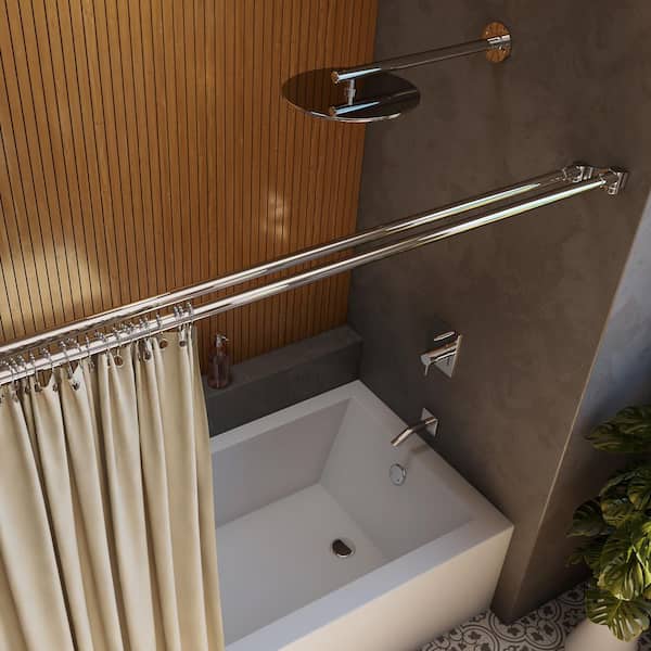 Linea 60 in. L Stainless Steel Tarnish Resistant Double Straight Shower Curtain Rod in Chrome