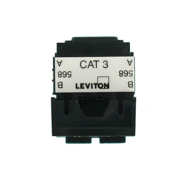 Leviton QuickPort CAT 3 Connector, Black 41108-RE3 - The Home Depot