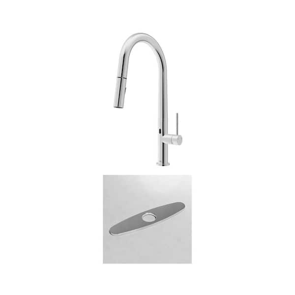 Greenwich Touchless Pull-Down Faucet with 10 in. Deck Plate in Chrome (1 Pack)