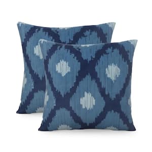 Bellmore Modern Teal and Dark Blue 18 in. x 18 in. Throw Pillow (Set of 2)