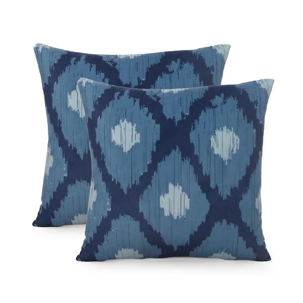 Noble House Bellmore Modern Teal and Dark Blue 18 in. x 18 in. Throw Pillow (Set of 2)