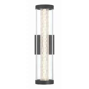 Savron 4.75 in. 1-Light Black Integrated LED Wall Sconce with Clear Glass Shade