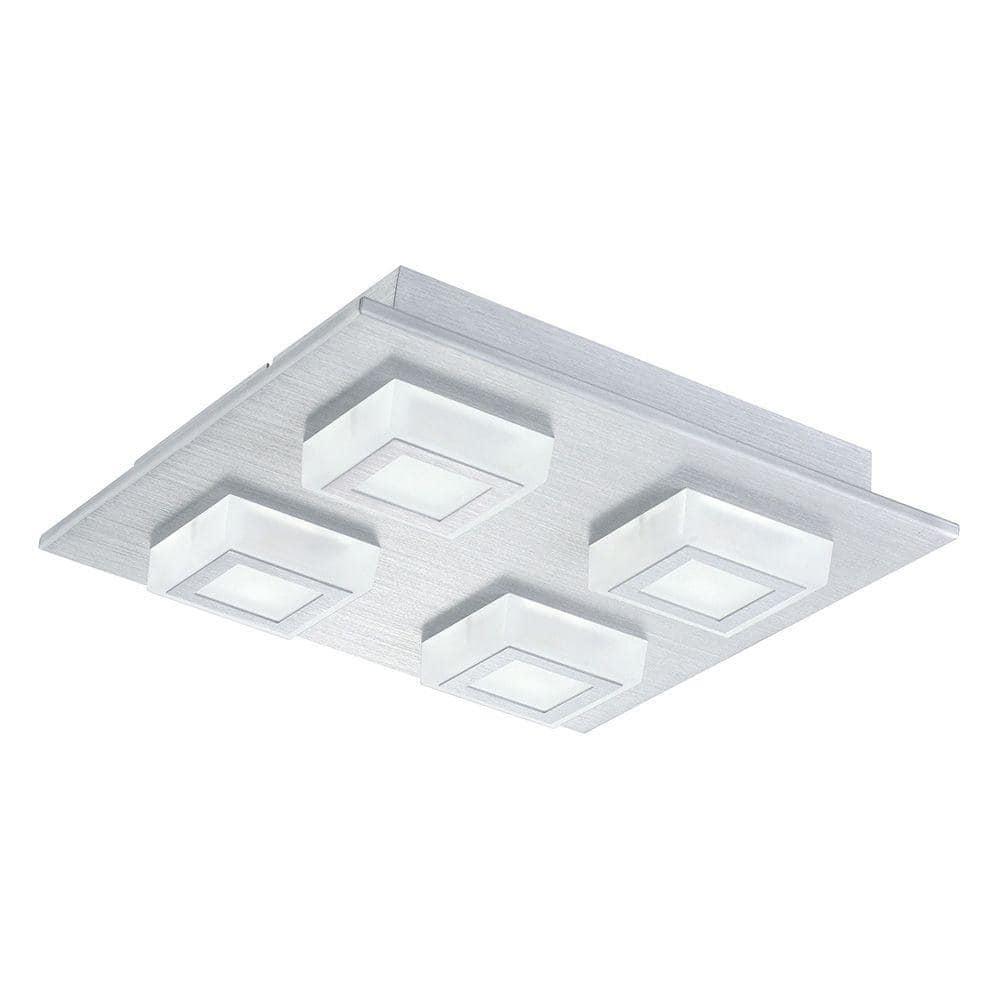 Eglo Masiano 10.625 in. W 4-Light Brushed Aluminum Integrated LED Semi-Flush Mount with White Shades 94508A - The Home Depot