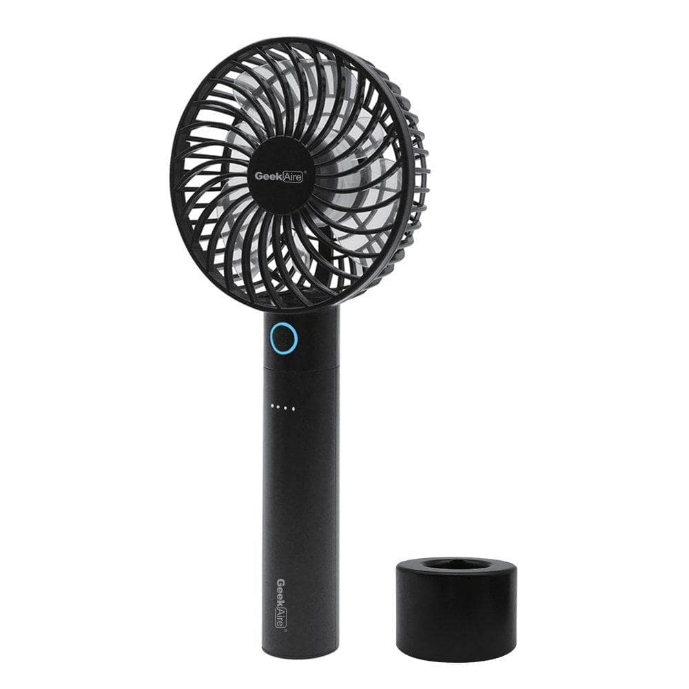 Geek Aire Mini 4 In Cordless Personal Handheld Fan With Power Bank Feature In Black Gf2db The Home Depot