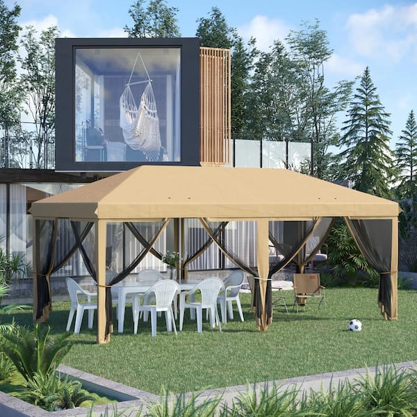 10 ft. x 20 ft. Pop Up Canopy Tent with Netting, Heavy Duty Instant Sun Shelter, Large Tents for Parties with Carry Bag