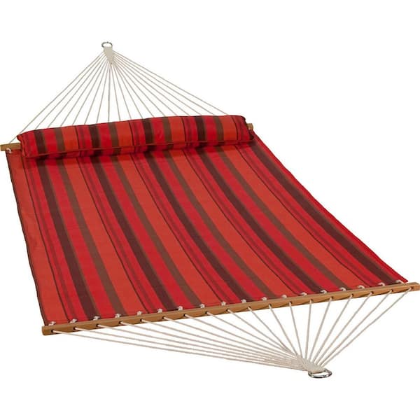 Algoma 13 ft. Hanging Quick Dry Polyester Fabric Lounge Hammock with Bolster Pillow in Red