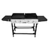 4-Burners Portable Propane Gas Grill and Griddle Combo Grills in Black with Side Tables