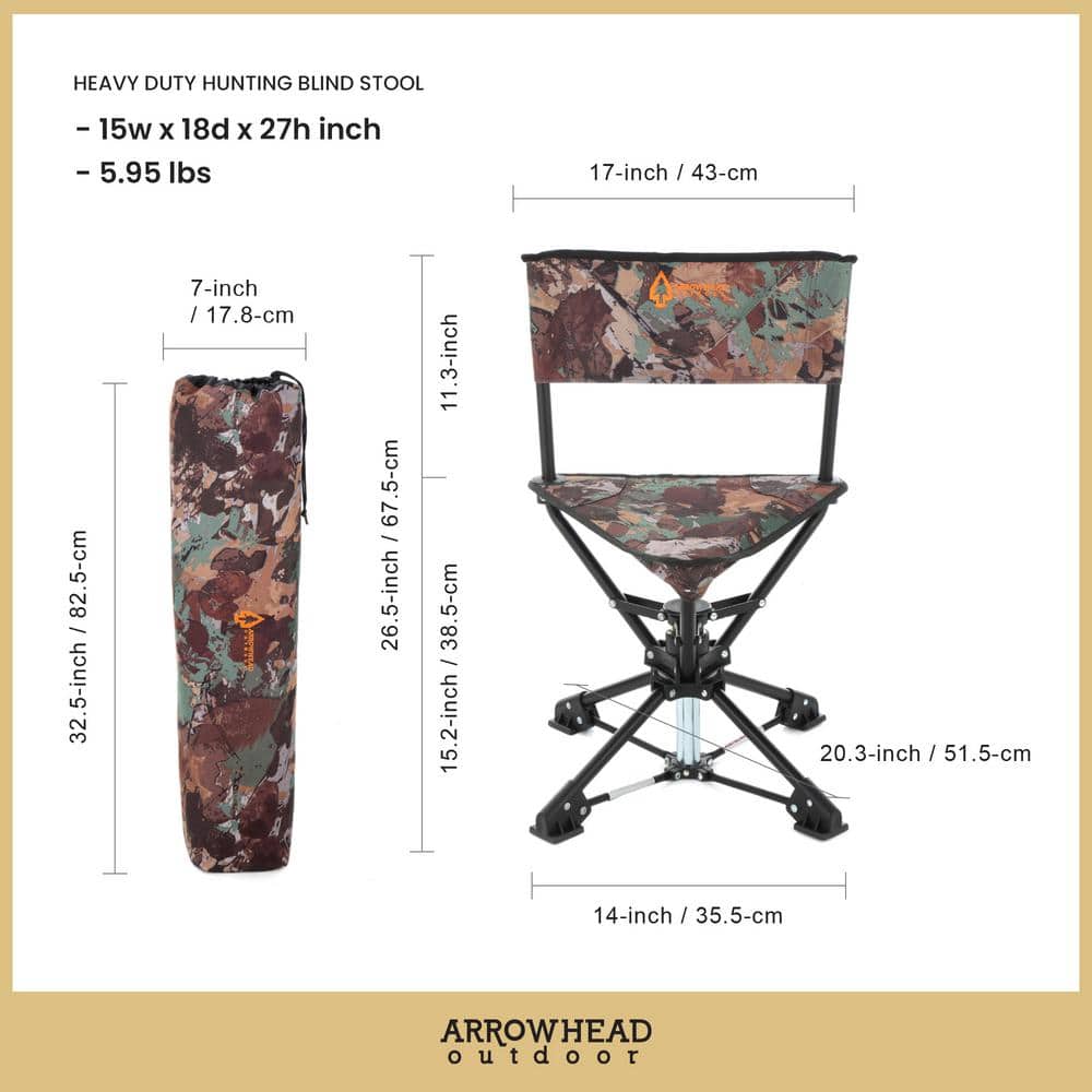 Camo 360° Swivel Tripod Hunting Chair with Steel Frame