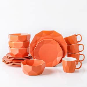 Stone Lain Jamie 16-Piece Dinnerware Set Porcelain, Service For 4, Orange