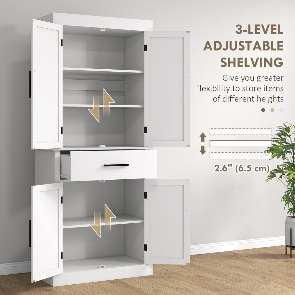 White Farmhouse Freestanding Kitchen Pantry Cabinet with Barn Doors