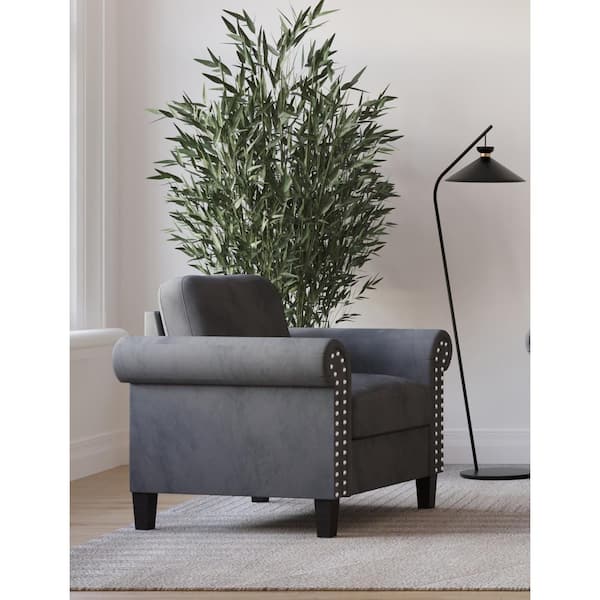 NEW CLASSIC HOME FURNISHINGS New Classic Furniture Alani Gray Polyester Accent Armchair with Nail Head Trim