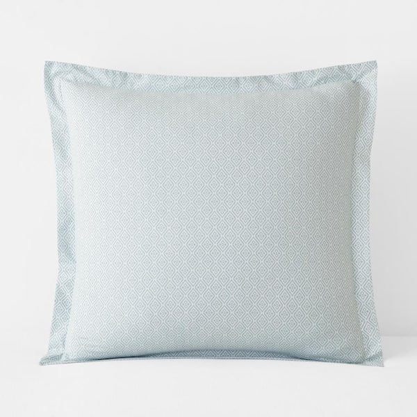 The Company Store Company Cotton Clemencia Geometric Pale Blue Cotton Percale Euro Sham