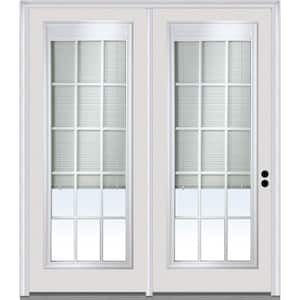 67 in. x 81.75 in. Clear Glass Internal Blinds/Grilles Fiberglass Prehung Left Hand Full Lite Stationary Patio Door