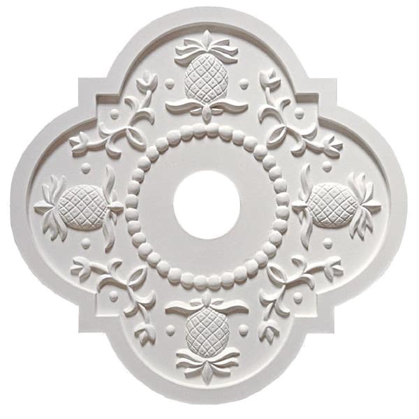 Marie Ricci Collection MRC Collection 18 in. x 18 in. x 1/2 in. Pineapple Lightweight Resin Primed White Ceiling Medallion