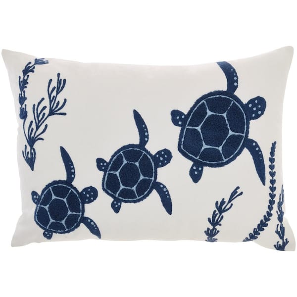 Mina Victory Lifestyles Navy Animal 20 in. x 14 in. Rectangle Throw Pillow