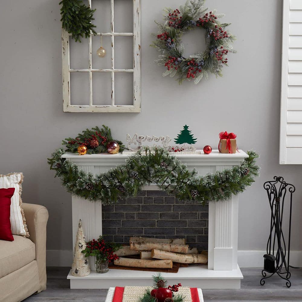 6 ft. Green Artificial Pine Garland, Festive Home Decor Garland