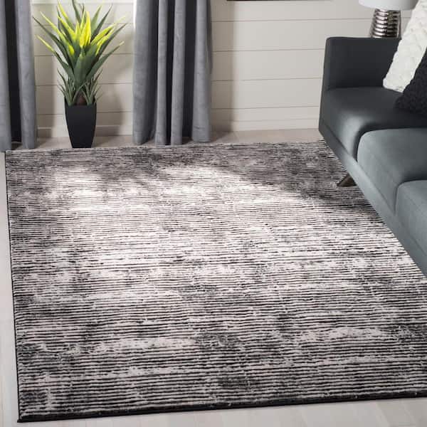 Lurex Black/Gray 4 ft. x 6 ft. Striped Area Rug