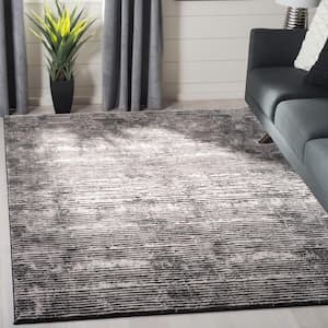 Lurex Black/Gray 9 ft. x 12 ft. Striped Area Rug