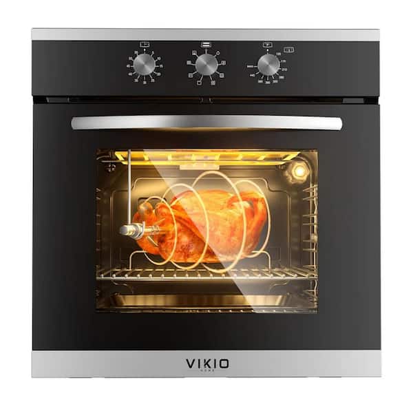 24 in. 2.83 cu. ft. single Electric Wall Oven with Convection and Manual Clean in Stainless Steel, Tempered Glass Door