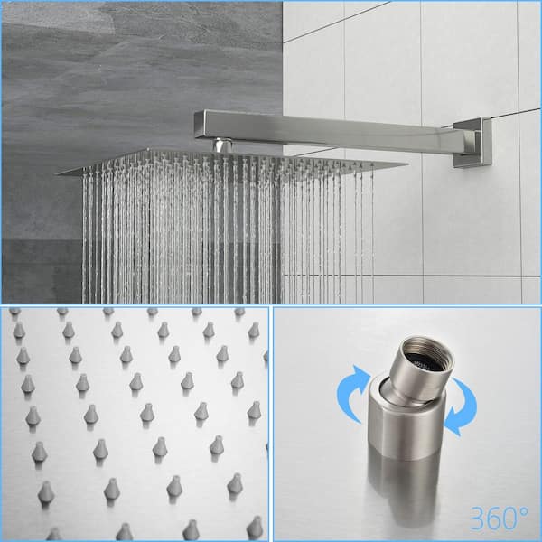 Abele Single-Handle 2-Spray Shower Faucet with 10 in. Shower Faucet in Stainless Steel (Valve Included)