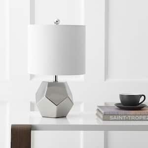 Hanton 17.5 in. Silver Plated Table Lamp with Off-White Shade