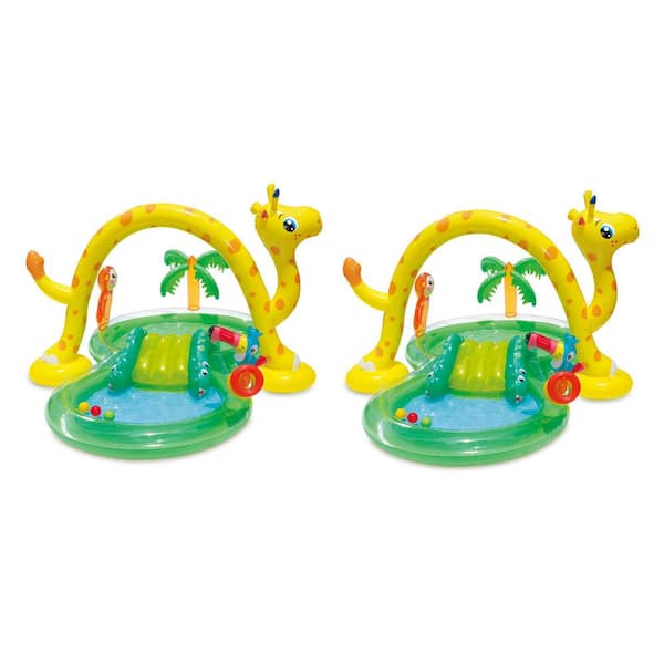 Summer Waves 101 in. Round 75 in. D Inflatable Jungle Play Center Kiddie Pool (2-Pack)