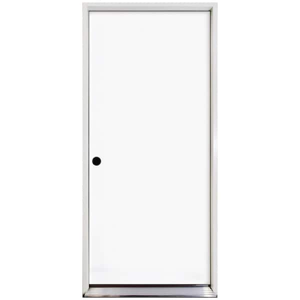 Steves & Sons 24 in. x 80 in. Element Series Flush White Primed Right-Hand Inswing Steel Prehung Front Door with 4-9/16 in. Frame