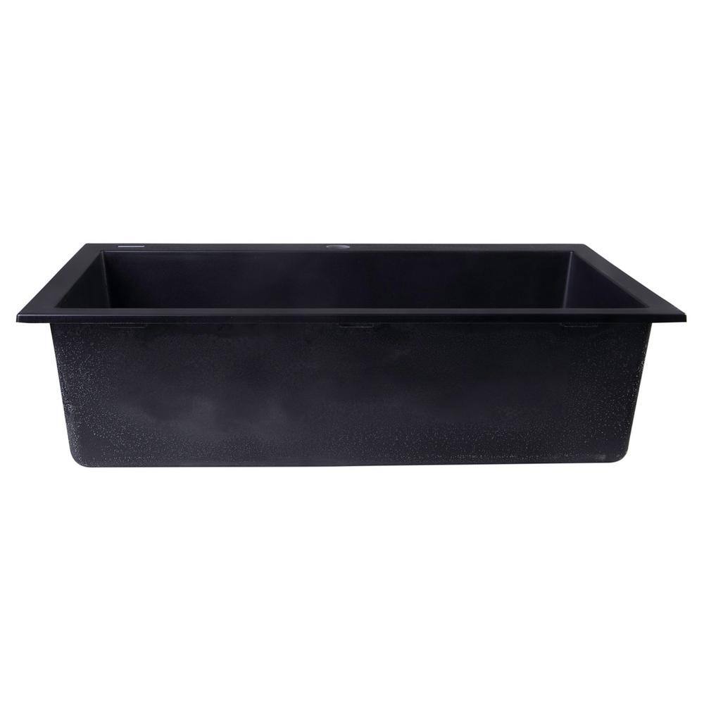 30'' Black Granite Single Bowl Drop-In Kitchen Sink